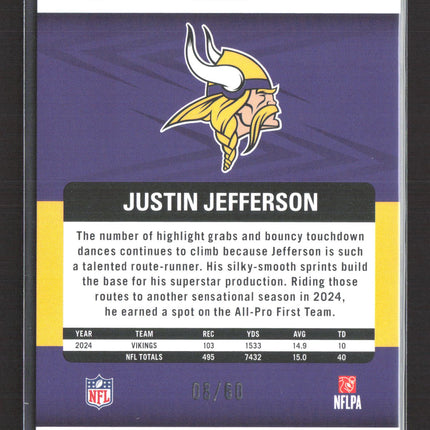 2025 Panini Revolution Football Justin Jefferson #50 Lightning 08/60