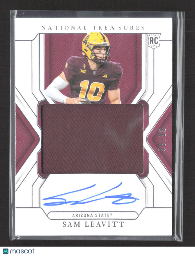 2025 Panini National Treasures Collegiate Sam Leavitt #99 66/69 RC Patch Auto