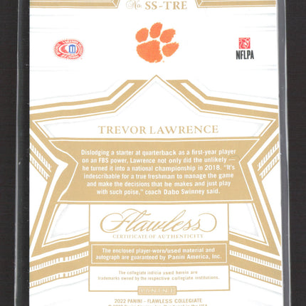 2022 Panini Flawless Collegiate Trevor Lawrence #SS-TRE Patch Auto 14/25