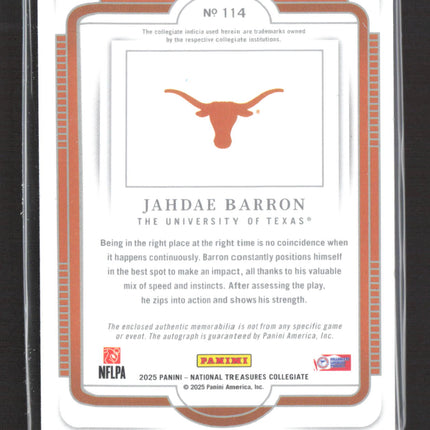 2025 Panini National Treasures Collegiate Jahdae Barron #114 RC Patch Auto /11