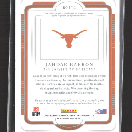2025 Panini National Treasures Collegiate Jahdae Barron #114 Patch Auto /11