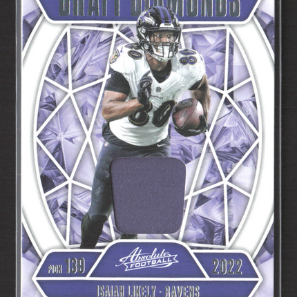 2025 Panini Absolute Football Draft Diamonds Isaiah Likely #DDJ-ILI Patch