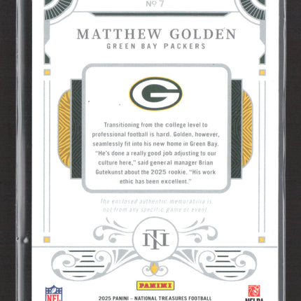 2026 Panini National Treasures Matthew Golden #7 RC 77/99 Dual Patch