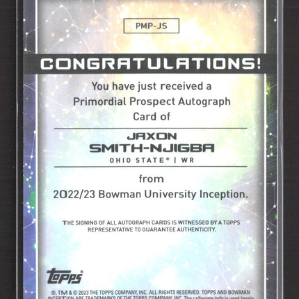 2023 Bowman University Inception Auto Jaxon Smith-Njigba #PMP-JS 35/75 Auto