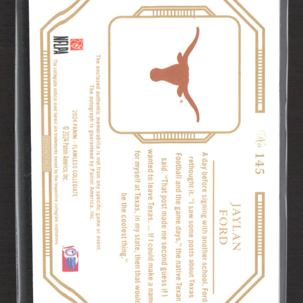 2024 Panini Flawless Collegiate Jaylan Ford #145 Patch Auto 1/3