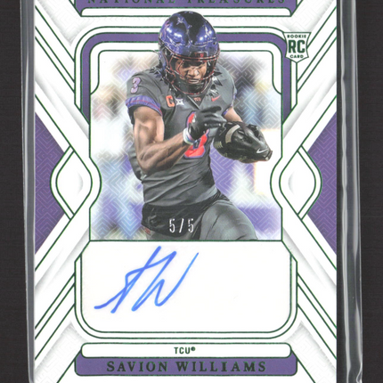 2025 Panini National Treasures Collegiate Savion Williams #RS-SWS RC 5/5 Auto