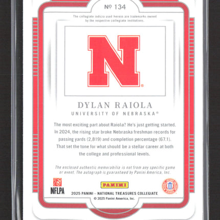 2025 Panini National Treasures Collegiate Dylan Raiola #134 69/99 Patch Auto