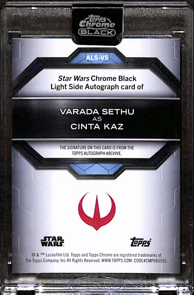 2023 Topps Chrome Black Star Wars Varada Sethu as Cinta Kaz Gold Auto /50