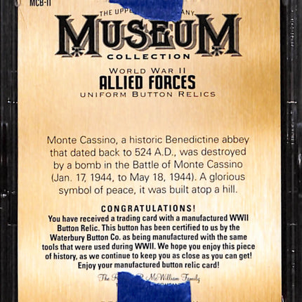 2024 Upper Deck Museum Collection Allied Forces Uniform Button Relic #MCB-11