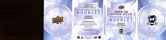 2024 Upper Deck The Cup Printing Plate Booklet Dante Fabbro #343 1/1