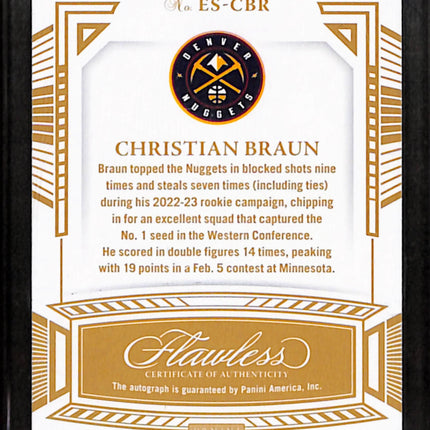 2023 Panini Flawless Excellence Christian Braun #ES-CBR 14/25 Auto