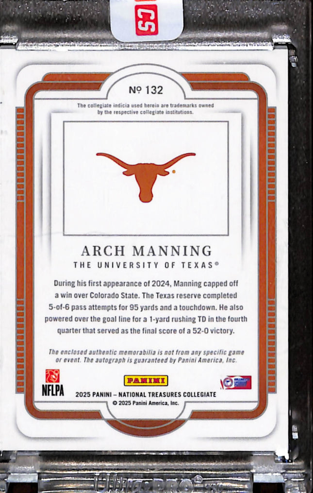 2025 Panini National Treasures Collegiate Arch Manning #132 Jersey Auto Blue /49