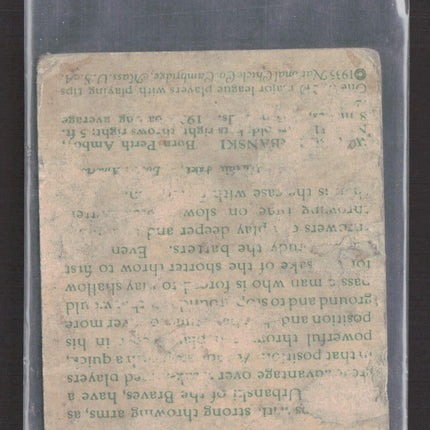1935 National Chicle Diamond Stars Billie Urbanski #37