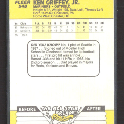 1989 Fleer Ken Griffey Jr. #548