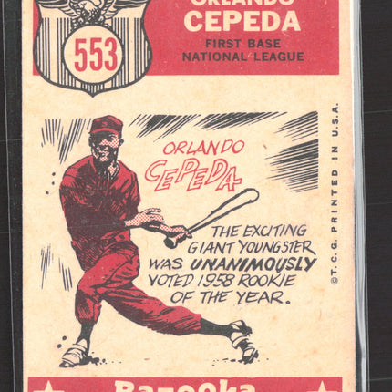 1959 Topps Bazooka Orlando Cepeda #553