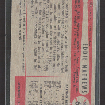1954 Topps Eddie Mathews #64