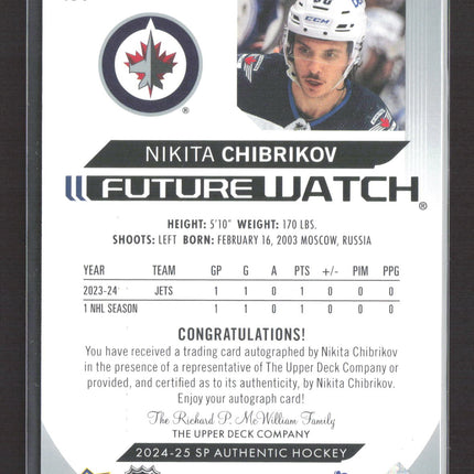 2025 Upper Deck SP Authentic Future Watch Nikita Chibrikov #150 Auto