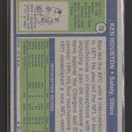 1972 Topps Ken Houston #78