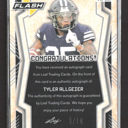 2022 Leaf Flash Tyler Allgeier #PA-TA1 8/10 Auto