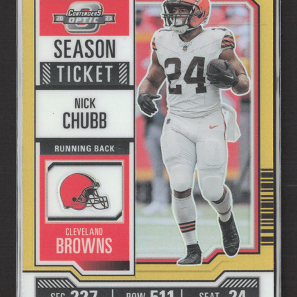 2024 Panini Contenders Optic Prizm Nick Chubb #12 Gold 19/50