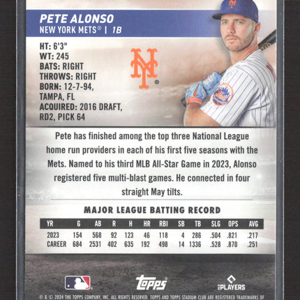 2024 Topps Stadium Club Pete Alonso #176 15 Retro Design