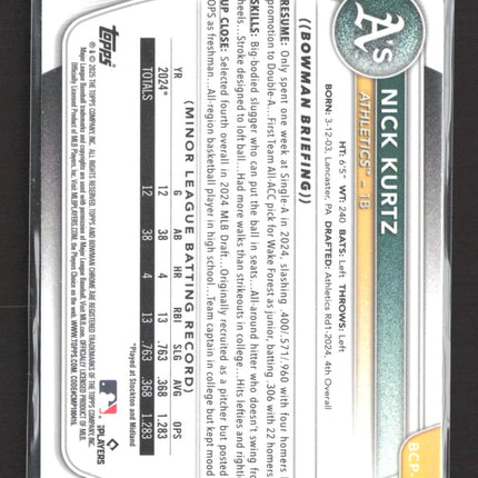 2025 Bowman Chrome Nick Kurtz #BCP-114 Xfractor