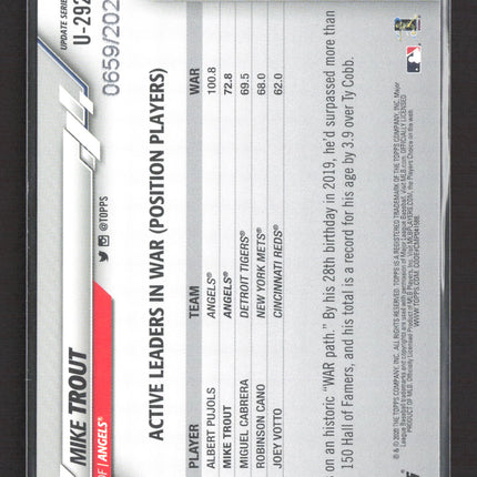 2020 Topps Update Series Mike Trout #U-292 0659/2020