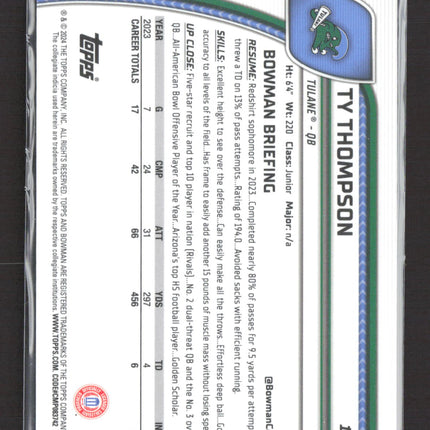 2024 Bowman Chrome University Ty Thompson #179 Black Gold Stealth Refractor /24