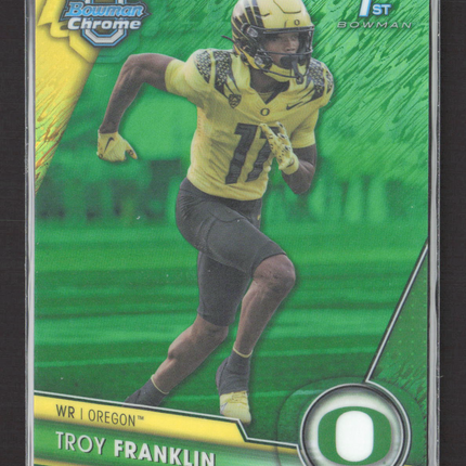 2023 Bowman Chrome University Troy Franklin #112 Green Shimmer 1st Bowman 87/99