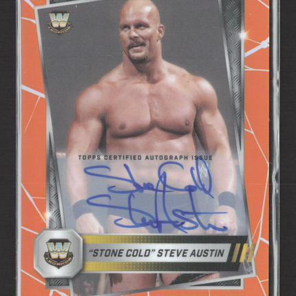 2025 Topps Chrome WWE Stone Cold Steve Austin #6 Orange Refractor 04/25 Auto