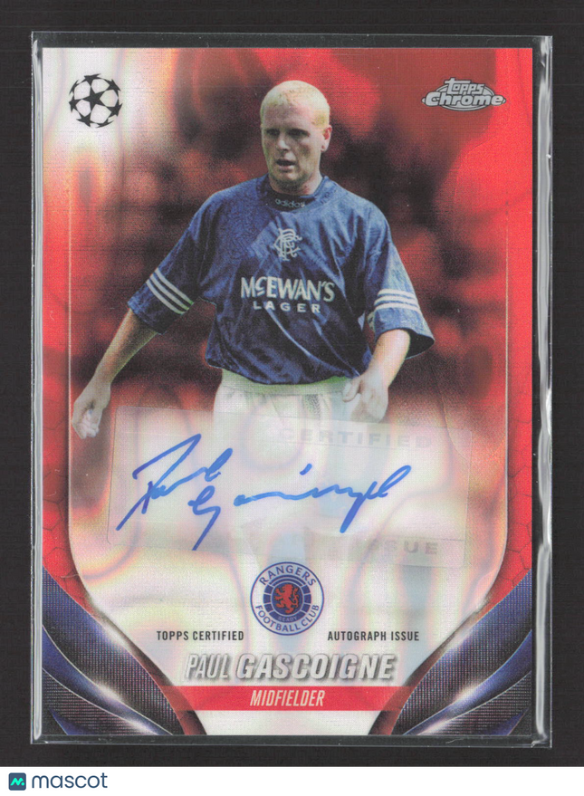 2024 Topps Chrome UEFA Club Competitions Paul Gascoigne #CA-PG Orange Wave Auto