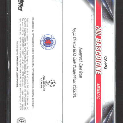 2024 Topps Chrome UEFA Club Competitions Paul Gascoigne #CA-PG Orange Wave Auto
