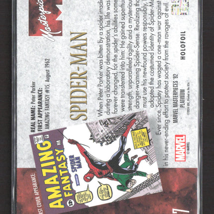 2024 Marvel Masterpieces '92 Platinum Holofoil #87 Spider Man