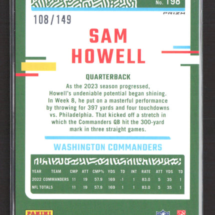 2023 Panini Donruss Optic Sam Howell #198 Flex Prizm 108/149