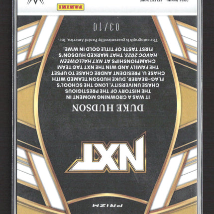 2024 Panini Select WWE Prizm Duke Hudson #SL-DHS Gold /10 Auto