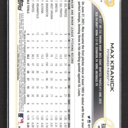 2022 Topps Chrome Max Kranick #RA-MK RC Auto