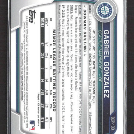 2023 Bowman Chrome Mojo Refractor Gabriel Gonzalez #BCP-133 1st Bowman