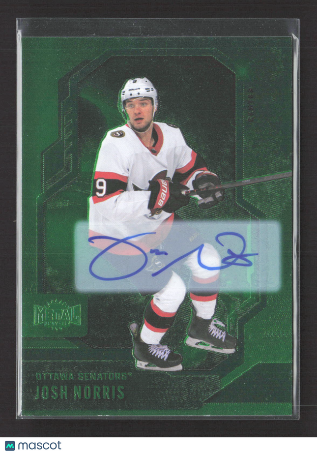 2025 Upper Deck SkyBox Metal Universe Hockey Josh Norris #34 Green Auto 02/10