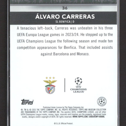 2025 Topps Museum Collection UEFA Champions League Alvaro Carreras #36 RC 17/50