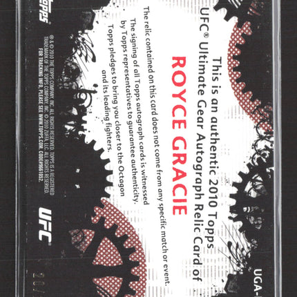 2010 Topps UFC Ultimate Gear Royce Gracie #UGA-RG 20/25 Relic Auto