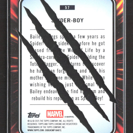 2025 Topps Chrome Marvel #57 Spider Boy Clawed /20