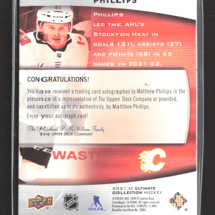2022 Upper Deck Ultimate Collection Matthew Phillips #UE-MP Auto