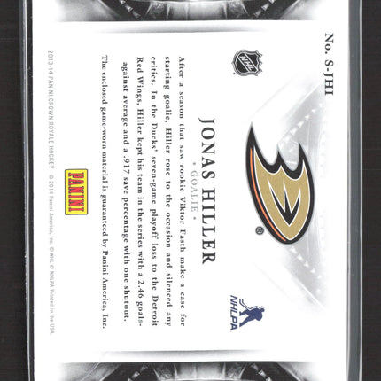 2014 Panini Crown Royale Silhouette Jonas Hiller #S-JHI Game-worn Jersey