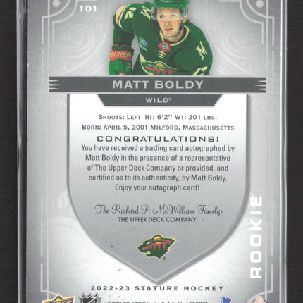 2023 Upper Deck Stature Matt Boldy #101 037/199 Auto