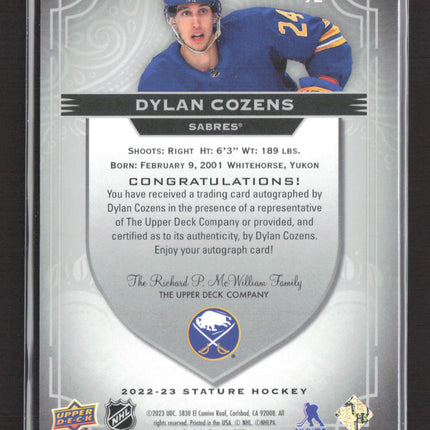 2023 Upper Deck Stature Dylan Cozens #72 Auto