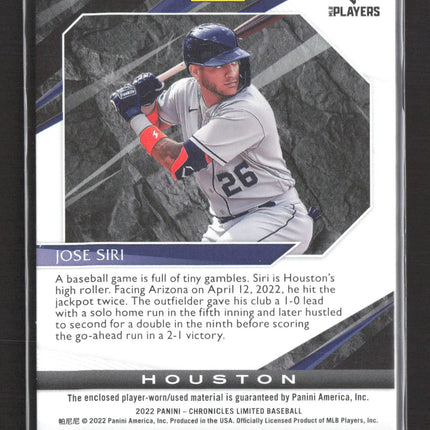 2022 Panini Chronicles Limited Jose Siri #LS-JS RC Jersey