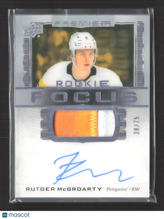 2025 Upper Deck Premier Rookie Focus Rutger McGroarty #PFR-RM 38/75 Patch Auto