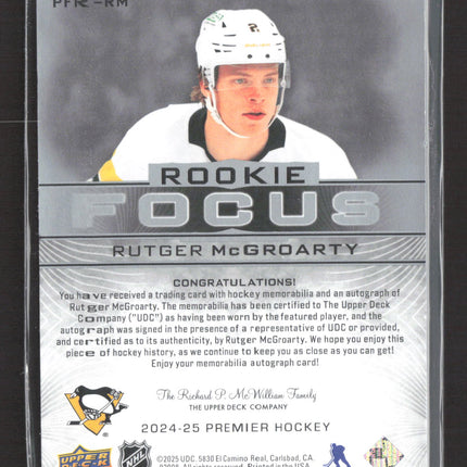 2025 Upper Deck Premier Rookie Focus Rutger McGroarty #PFR-RM 38/75 Patch Auto
