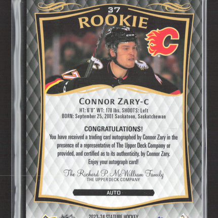 2025 Upper Deck Stature Connor Zary #37 Auto