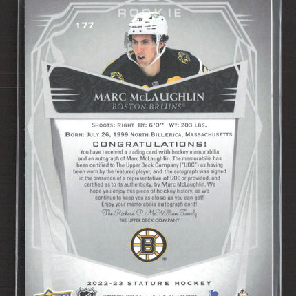 2023 Upper Deck Stature Marc McLaughlin #177 02/10 Patch Auto